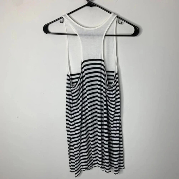 Aritzia Wilfred Tank Top Striped Racerback Side Split Hem White Black Size XS - Picture 11 of 11